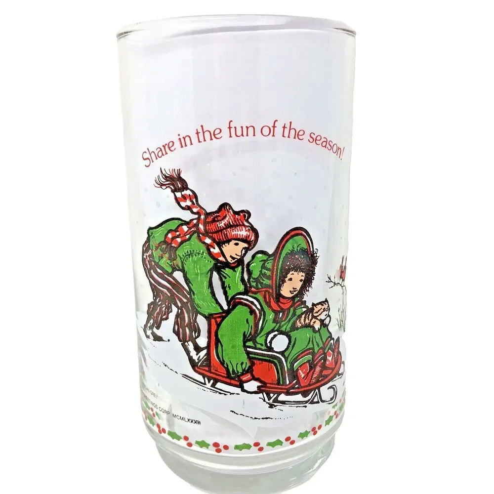 VTG Christmas Holly Hobbie Limited Edtion Coke Tumblers American Greetings Set 4